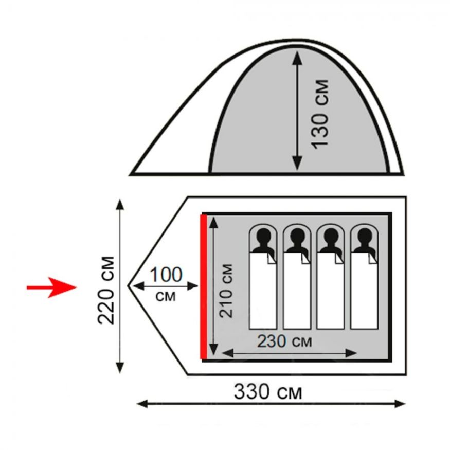 Палатка Totem Tepee 4 (v2), зеленый