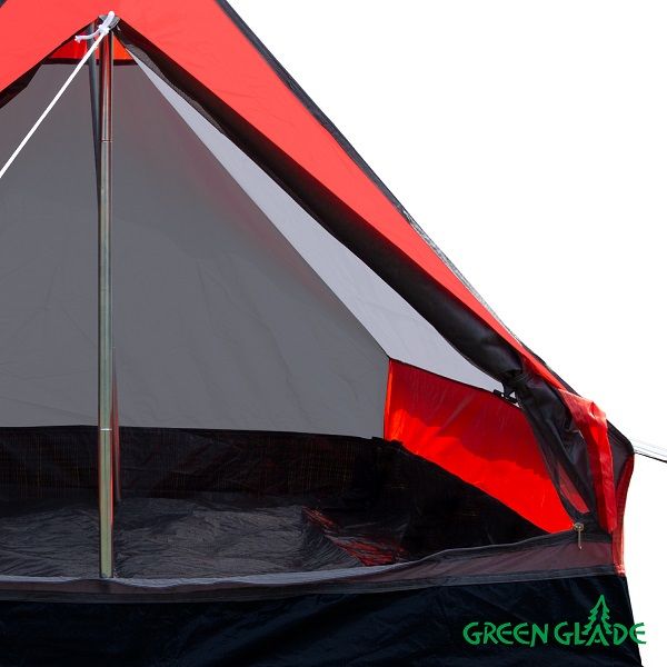 Палатка Green Glade Minidome 2-местная, серый/красный цвет