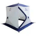 Палатка КУБ 2, 1,75x1,75 м, трехслойная, бело-синяя, Следопыт