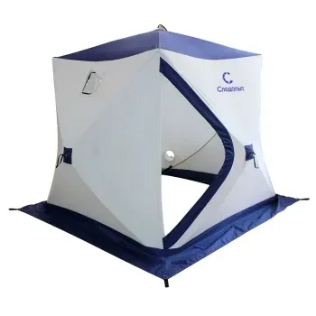 Палатка КУБ 2, 1,75x1,75 м, трехслойная, бело-синяя, Следопыт