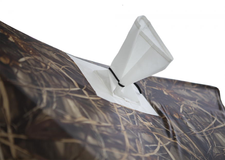 Палатка зимняя КУБ 3 камуфляж (трехслойная) с выводом под трубу