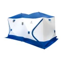 Палатка зимняя КУБ Дубль 3,8х1,9 м, трехслойная, цвет белый/синий, Следопыт