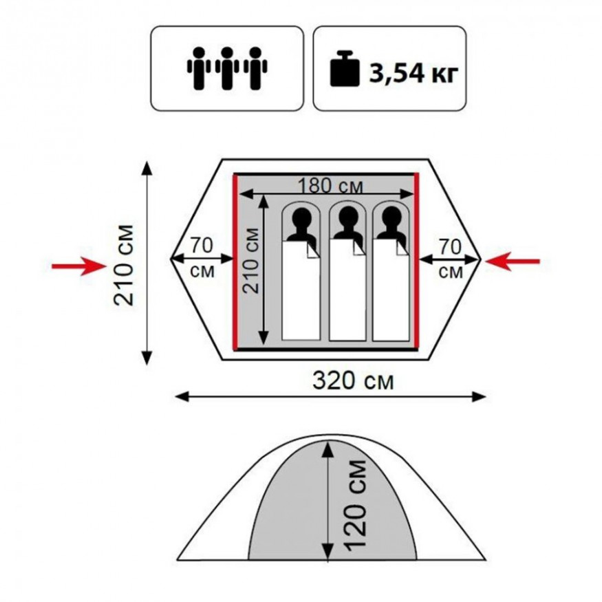 Палатка Tramp Lite Tourist 3, зеленый